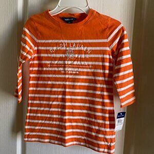 Polo Ralph Lauren Orange striped top shirt Girls Size 6X